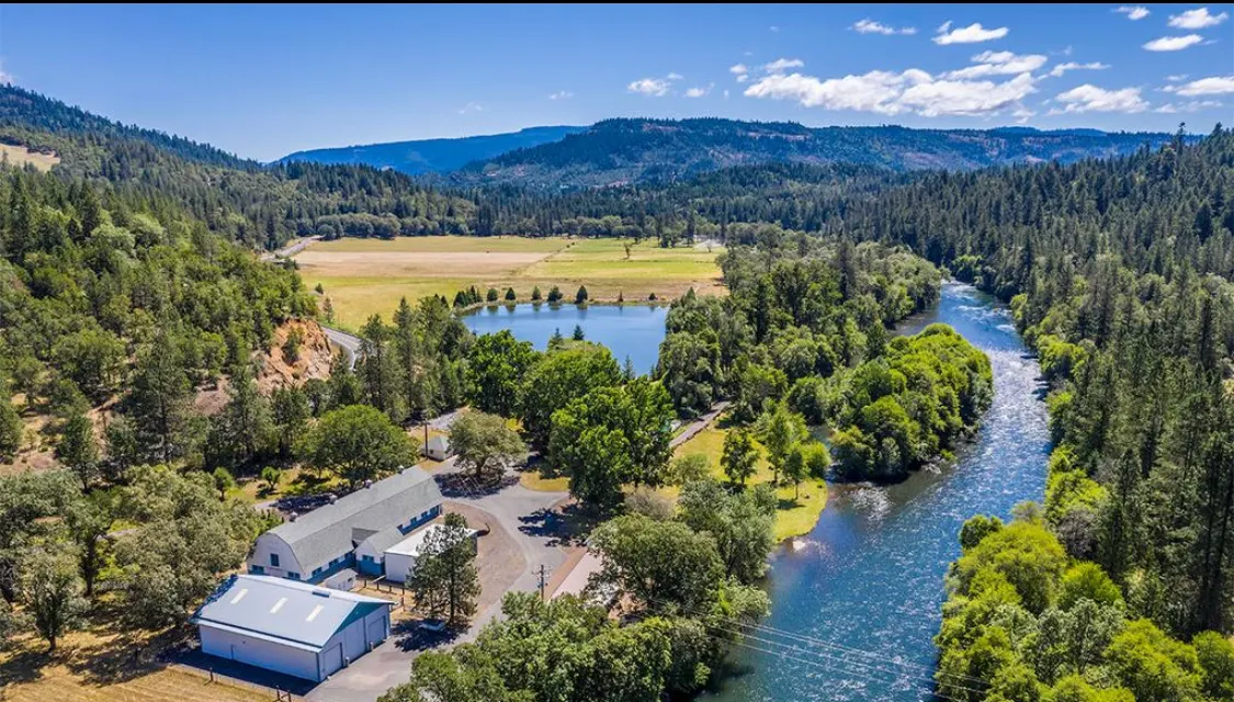 Aerial view of Rogue River Reserve and the Rogue River